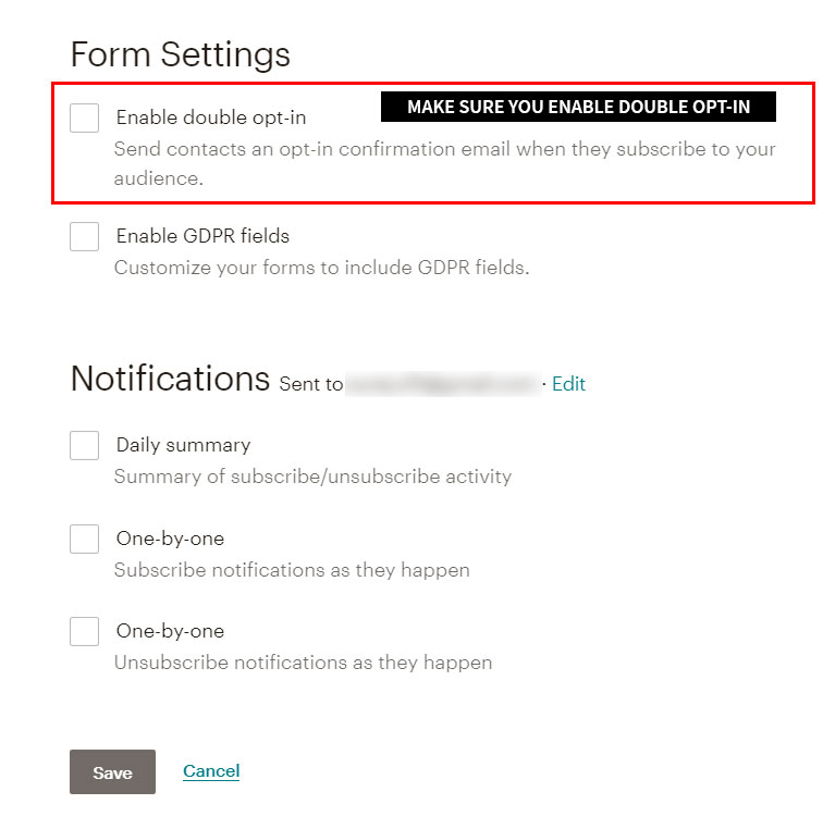 Choose audience settings